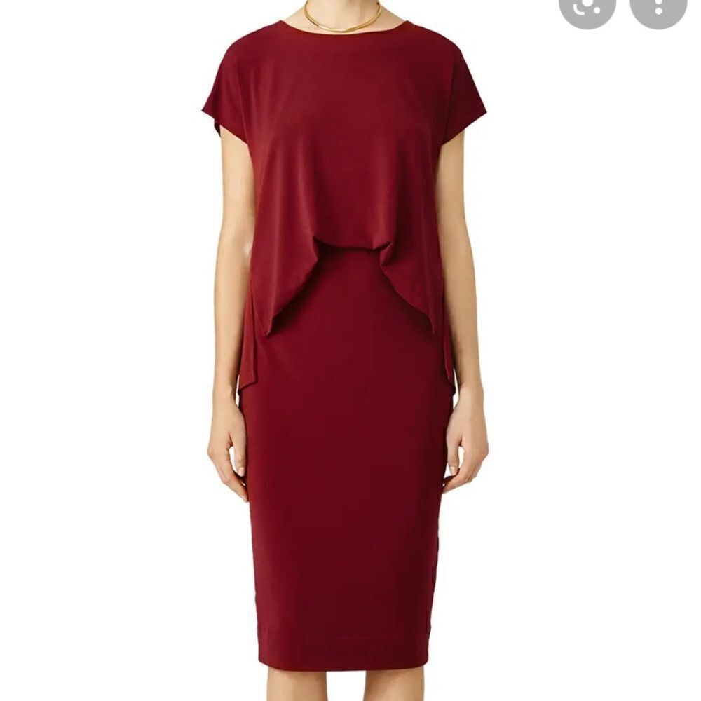 Malene Birger Dress Red Bateau Neck Maroon Size XS